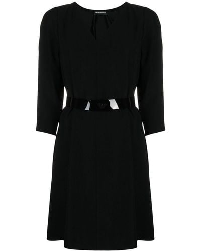 Emporio Armani Round-neck Long-sleeve Dress - Black