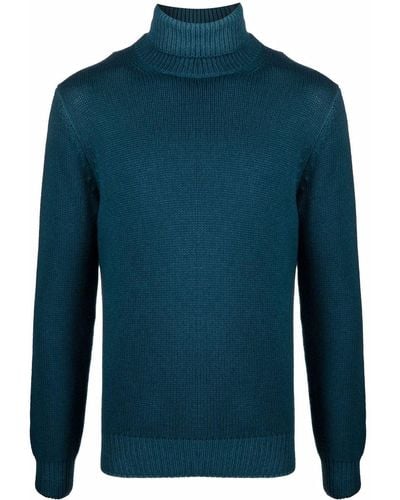 Dell'Oglio Roll-neck Rib-trimmed Sweater - Blue