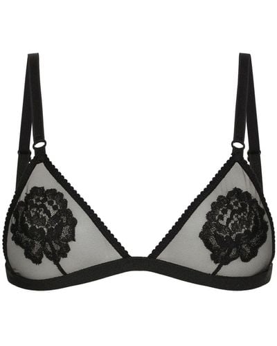 Dolce & Gabbana Triangel-BH mit Blumen-Motiv - Schwarz