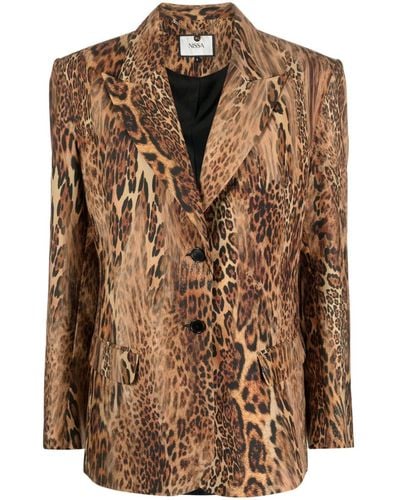 Nissa Leopard-print Single-breasted Blazer - Brown