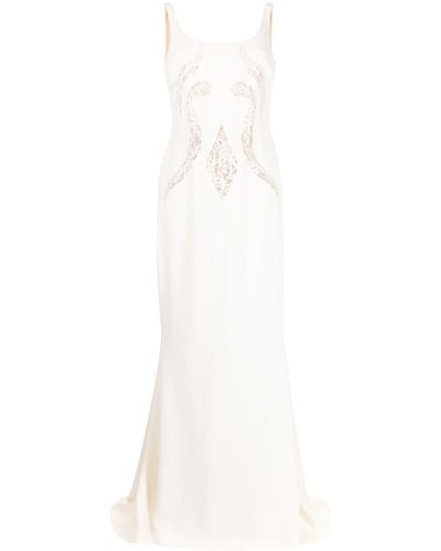 Elie Saab Lace-insert Maxi Dress - White