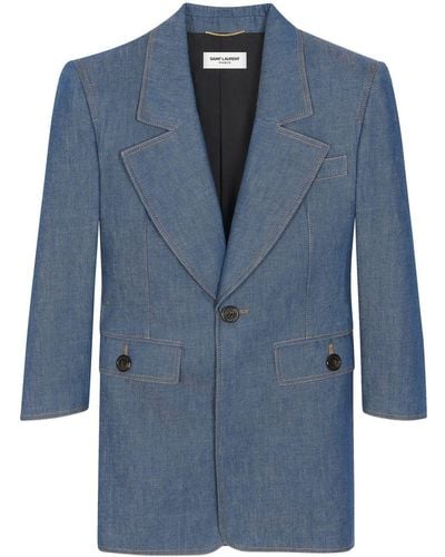 Saint Laurent Vestido con diseño de blazer y botones - Azul