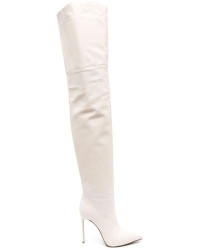 Le Silla Eva Overknee-Stiefel aus Leder 120mm - Weiß