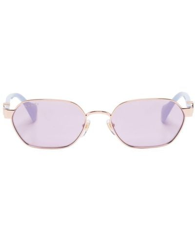 Gucci Double-g Geometric-frame Sunglasses - Pink