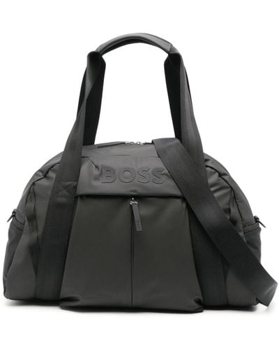 BOSS Rubberised-logo Travel Bag - Black