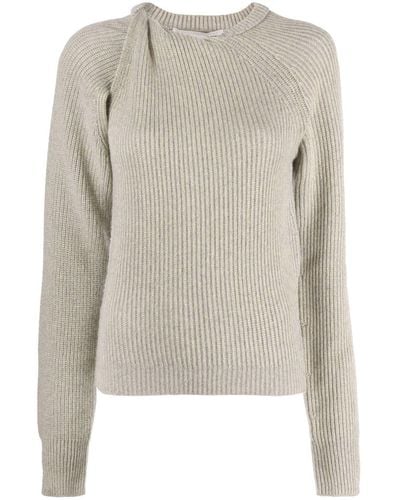 Stella McCartney Twist-detail Ribbed Sweater - Natural