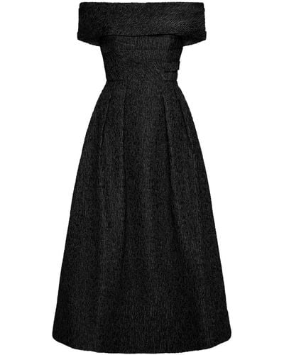 Rebecca Vallance Helene Textured Off-shoulder Gown - Black