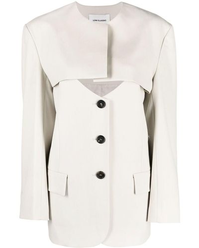 Low Classic Cut-out Buttoned Jacket - Natural