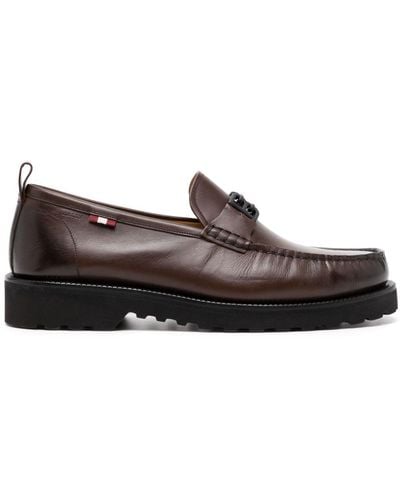 Bally Logo-plaque Leather Loafers - Brown