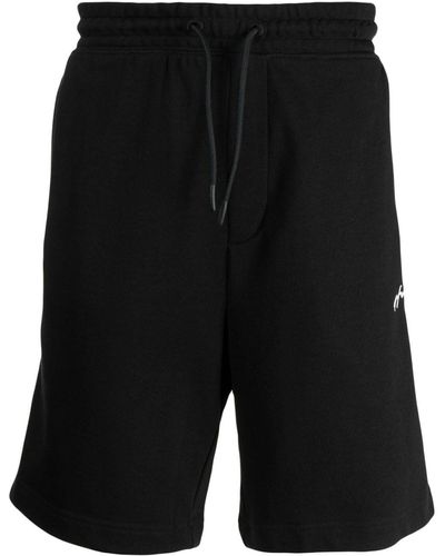 HUGO Pantalones cortos de deporte con logo bordado - Negro