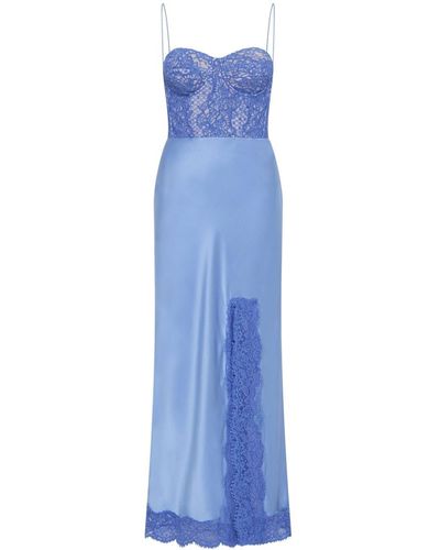 Rebecca Vallance Larisa Lace-trim Silk Midi Dress - Blue