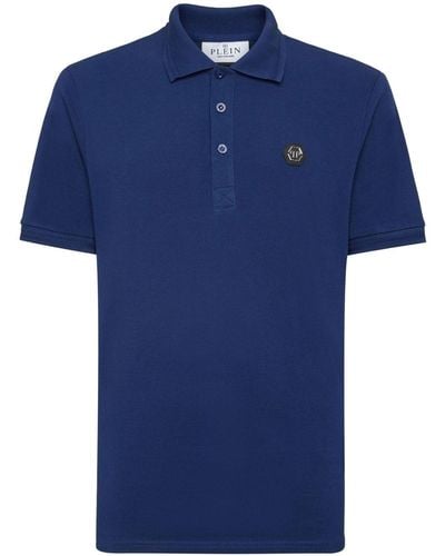 Philipp Plein Gothic Plein Cotton Polo Shirt - Blue