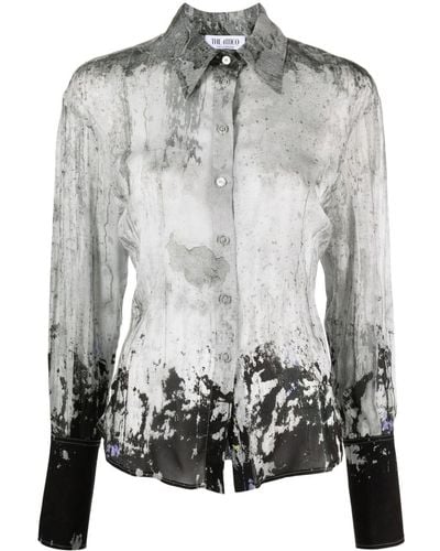 The Attico Lily Abstract-print Shirt - Grey