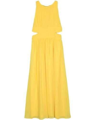 Patrizia Pepe Cut-out Crepon Maxi Dress - Yellow