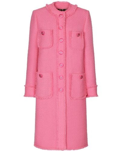 Dolce & Gabbana Einreihiger Tweed-Mantel - Pink
