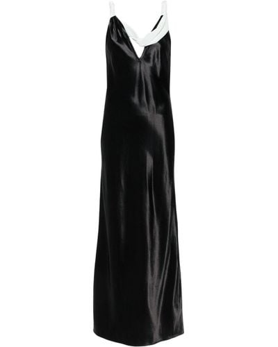Bottega Veneta Twist-detail Satin Maxi Dress - Black