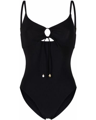 Tory Burch Ruched Cut-out Swimsuit - Black