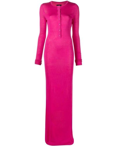 RTA Ciaran Buttoned Silk Maxi Dress - Pink