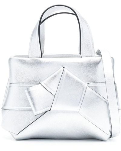 Acne Studios Mini sac cabas Musubi à design métallisé - Blanc