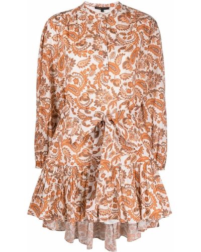 Maje Ridtissa Paisley-print Mini Dress - Orange