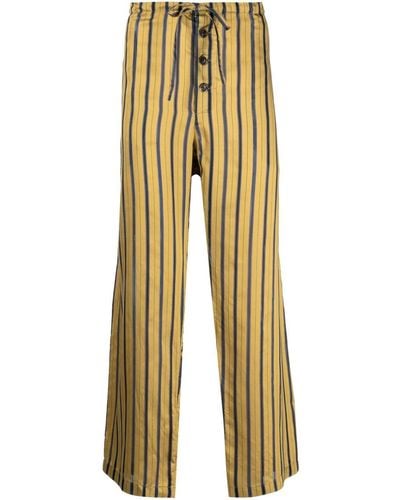Bode Alumni Striped Straight-leg Pants - Yellow