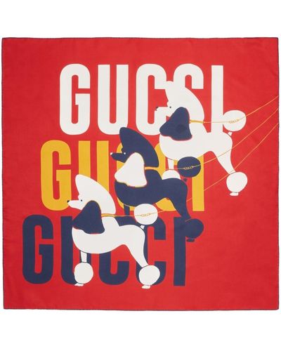 Gucci Pañuelo con estampado Dog - Rojo