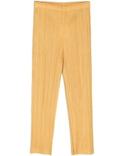 Pleats Please Issey Miyake Plissé cropped trousers - Giallo