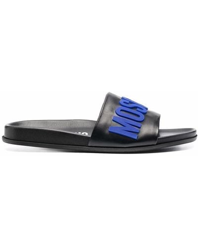 Moschino Slippers Met Logo-applicatie - Blauw