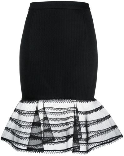 Gemy Maalouf Sheer-hem Jacquard Miniskirt - Black