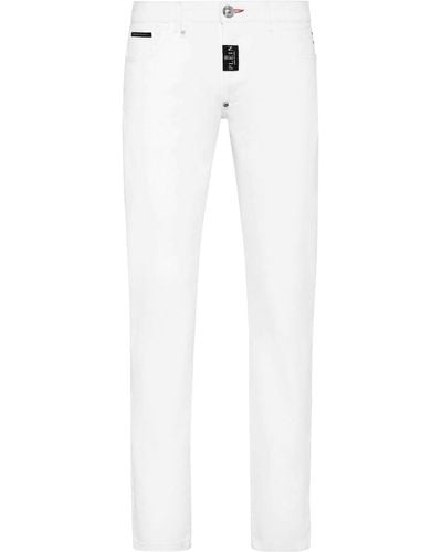 Philipp Plein Gerade Jeans mit Logo-Patch - Weiß