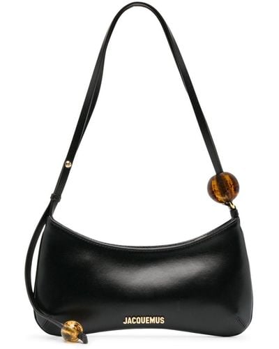 Jacquemus Le Bisou Perle Leather Bag In Black