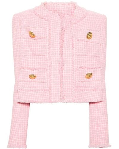Balmain Gingham Tweed Jacket - Pink