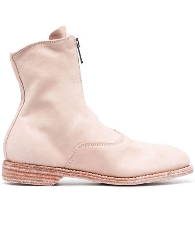 Guidi Zip-up 25mm Heeled Boots - Pink