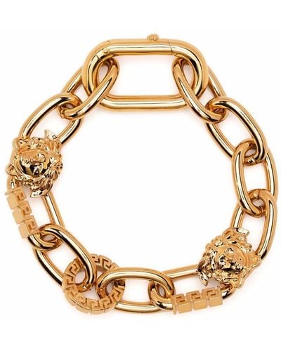 Versace Logo Chain-link Bracelet - Metallic