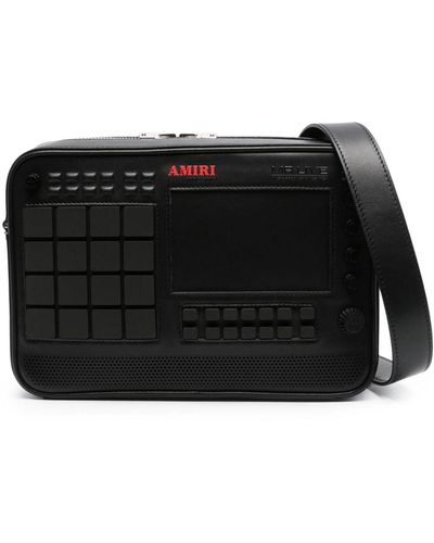 Amiri Drum Machine Leren Schoudertas - Zwart