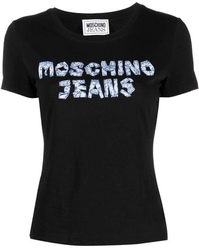 Moschino Jeans Camiseta con logo estampado - Negro