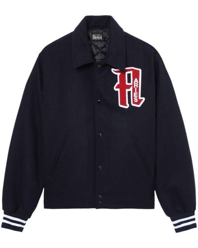 Aries Logo-patch Bomber Jacket - Blue