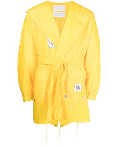 Fumito Ganryu Reflective Panel Hooded Raincoat - Yellow
