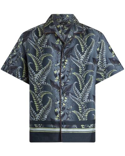 Etro Zijden Overhemd Met Bloemenprint - Blauw