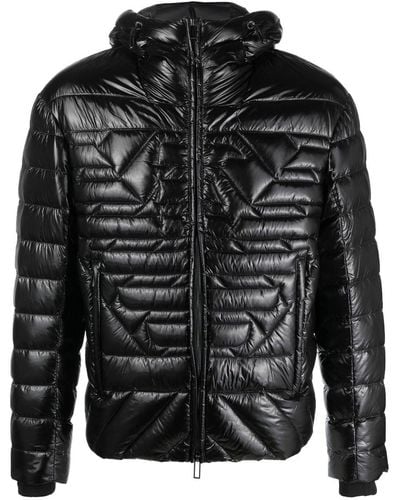 Emporio Armani エンボスロゴ パデッドジャケット - ブラック