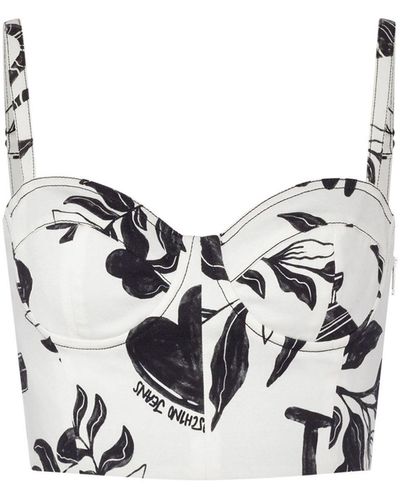 Moschino Jeans Graphic-print Bustier Top - White