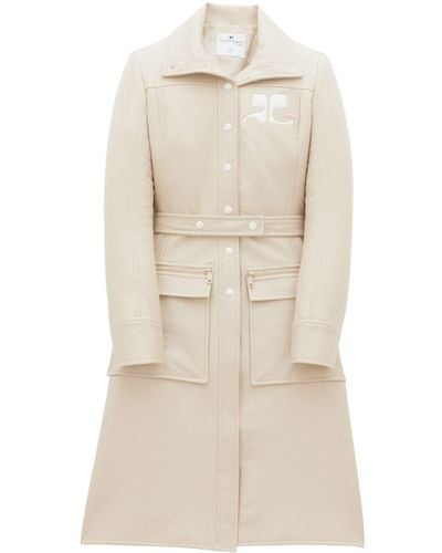 Courreges Logo-patch Trench Coat - Natural