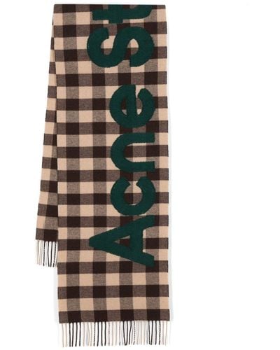 Acne Studios Karierter Schal mit Logo-Patch - Grün