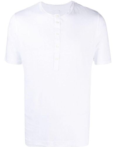 120% Lino T-Shirt aus Leinen mit rundem Ausschnitt - Weiß