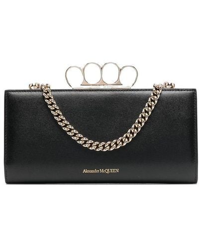 Alexander McQueen Four Ring Detail Clutch Bag - Black