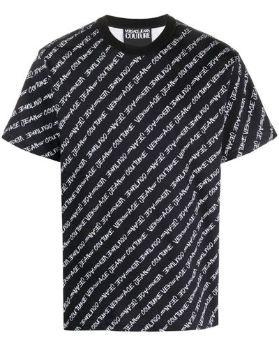 Versace Jeans Couture T-Shirt mit Logo-Print - Schwarz