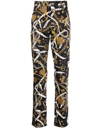 Moschino Graphic-print Cotton-blend Trousers - Black