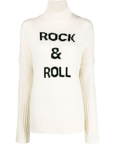 Zadig & Voltaire Rock & Roll Intarsia-knit Roll-neck Sweater - White