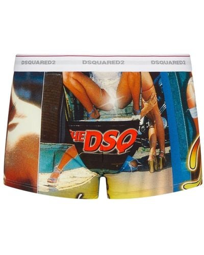 DSquared² Graphic-print Logo-waist Boxers - Blue