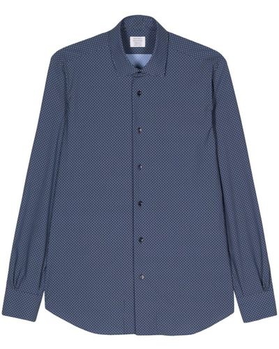 Mazzarelli Geometric-print Shirt - Blue